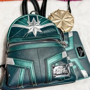 Captain Marvel Green Suit Backpack & Wallet Set